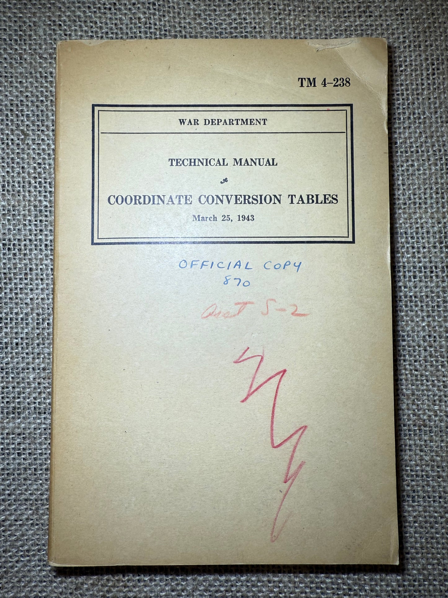 Manuel Coordinate Conversion Tables TM 4-238 (Ref60)