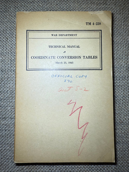 Manuel Coordinate Conversion Tables TM 4-238 (Ref60)