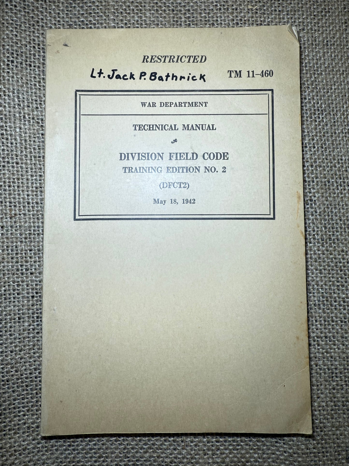 Manuel Division Field Code TM 11-460 (Ref55)