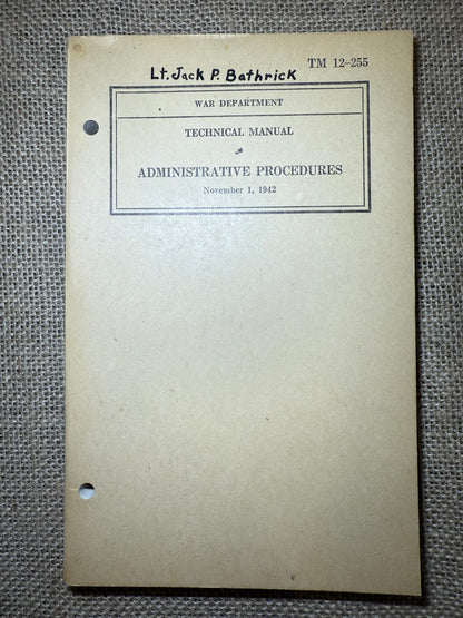 Manuel Administrative Procedures TM 12-255 (Ref61)