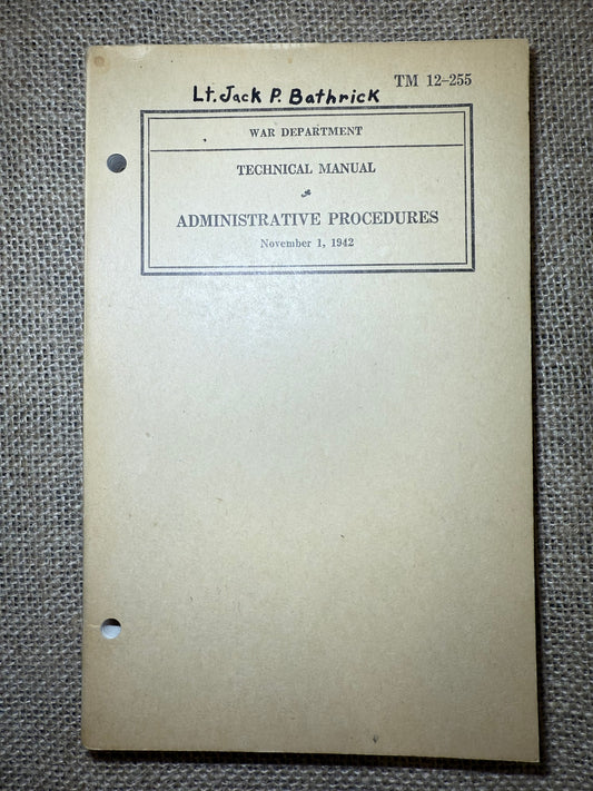 Manuel Administrative Procedures TM 12-255 (Ref61)